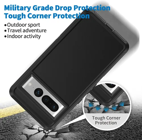 Vista 6 de Anloes Defender Funda para Google Pixel 7 Pro 5G, resistente a prueba de golpes, a prueba de polvo, 3 en 1, funda protectora resistente para Pixel 7
