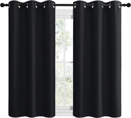 Vista 2 de NICETOWN Cortinajes paneles de cortinas opacas para ventana, cortinas/drapes con aislamiento térmico sólido con ojales opacas de otoño/invierno