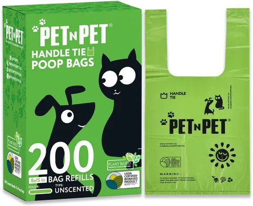 Vista 8 de Pet N Pet 200 bolsas de excremento de perro perfumadas de lavanda con asas de corbata, 41% a base de plantas y 59% bolsas de excremento