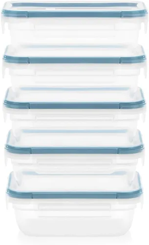Vista 9 de Snapware Total Solutions - Juego de 5 recipientes de plástico para almacenamiento de alimentos, herméticos y a prueba de fugas, tapas sin BPA, apto