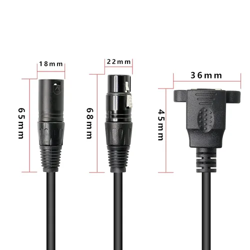 Vista 6 de GELRHONR 1 par de cables adaptadores XLR de 3 pines a RJ45 hembra, XLR macho a RJ45 cable de extensión de conector de red Ethernet Cat5
