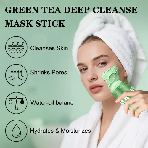 Vista 5 de Máscara de limpieza profunda de té verde, removedor de puntos negros con extracto de té verde, mascarilla de limpieza profunda para limpieza