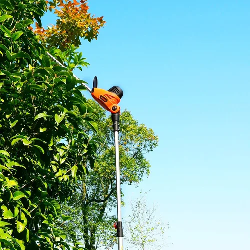 Vista 6 de GARCARE Cortasetos eléctrico con cable con poste de extensión de 18 pulgadas de doble acción láser cuchilla Bush Trimmer 600W, 4.8 amperios