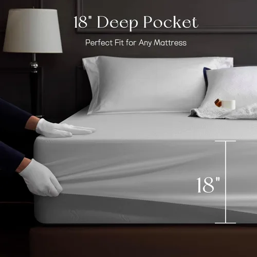 Vista 7 de Protector de colchón tamaño King Tencel, lujoso protector de colchón 100% impermeable, sedoso suave y transpirable, sin ruido, funda de colchón