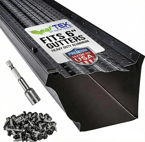 Vista 11 de LeafTek - Protectores de canalón para hojas, 5 x 100 pies, color negro, sistema de cubierta de canalón de aluminio de alta resistencia con cresta