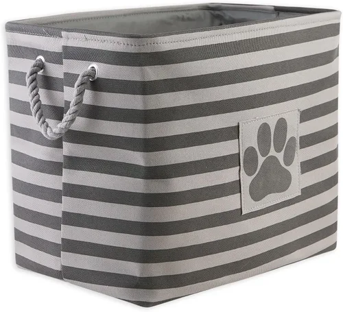 Vista 30 de Bone Dry - Cesta de almacenamiento para mascotas, diseño de parche de pata rayado, aguamarina, rectángulo pequeño