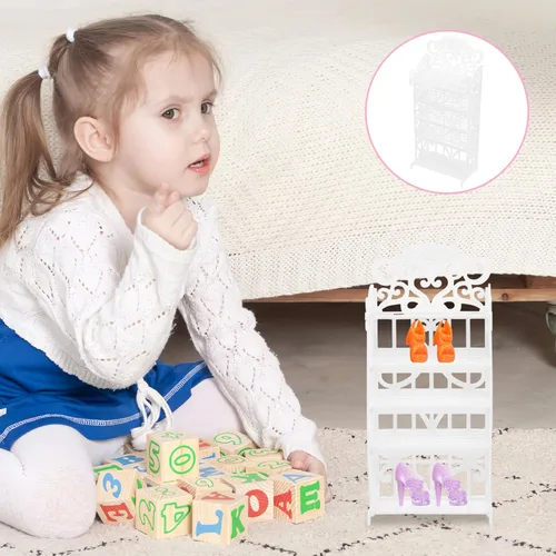 Vista 3 de NUOBESTY Estante para zapatos de muñeca, muebles de casa de muñecas en miniatura para niña, accesorios para muñecas