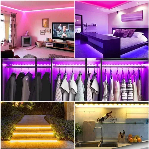 Vista 5 de Lcutml Tira de luces LED inteligentes de 100 pies, tira de luces RGB que se sincronizan con música con control remoto de 40 teclas, luces LED