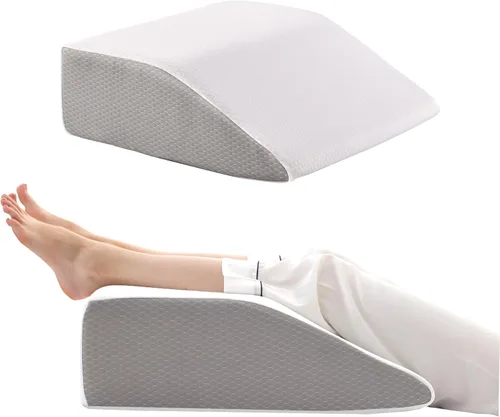 Vista 10 de Bedluxe Almohadas de elevación de piernas, almohadas de piernas para dormir, parte superior de espuma viscoelástica de gel refrescante, almohada