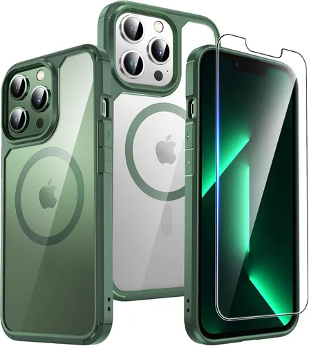 Vista 134 de TAURI - Funda magnética para iPhone 15 Pro Max, 3 en 1, compatible con MagSafe, no se pone amarilla, con 2 protectores de pantalla, protección