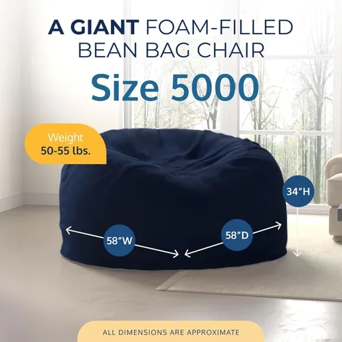 Vista 62 de ULTIMATE SACK Sillón tipo puf de 5 pies, puf de gran tamaño para adultos, cómodo sillón tipo puf, sofá tipo puf para tumbarse, sofá tipo puf