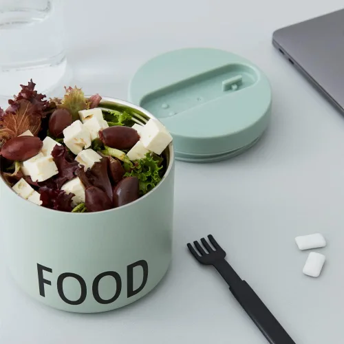 Vista 6 de Design Letters Tazón de comida aislado con cuchara/tenedor Termo para tapa de fugas de alimentos calientes Tarro de alimentos aislado de boca .