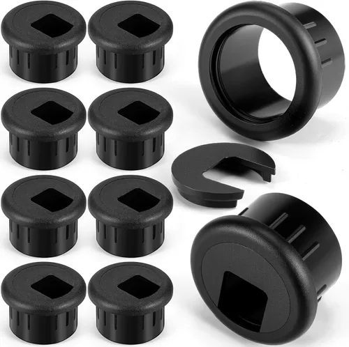 SATINIOR Paquete de 10 fundas de plástico con ojales de escritorio para organizar cables y cables, tapas organizadoras de cables de escritorio,