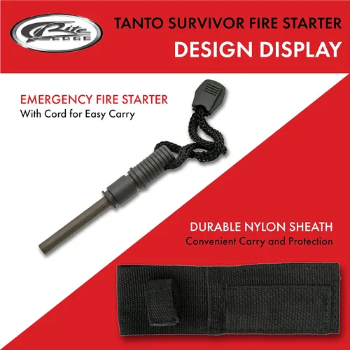 Vista 3 de Szco Supplies Tanto Survivor Cuchillo de arranque de fuego, negro