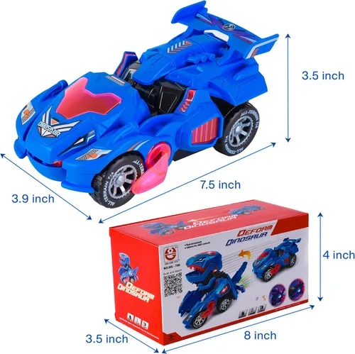 Vista 6 de Hirger Juguete de Coche Dinosaurio Transformable para Niños, Juguetes de Camión Monstruo Auto Transformador con Luz y Sonido para Niños Pequeños