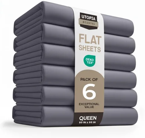 Vista 29 de Utopia Bedding Sábana Plana - 1 Paquete (Queen, Azul Denim) - Tela de Microfibra Suave Cepillada - Sábana Superior Resistente al Encogimiento