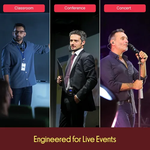 Vista 8 de Pyle Sistema de micrófono inalámbrico de 4 canales, micrófonos de mano, Lavalier y auriculares de grado profesional con transmisor de cinturón