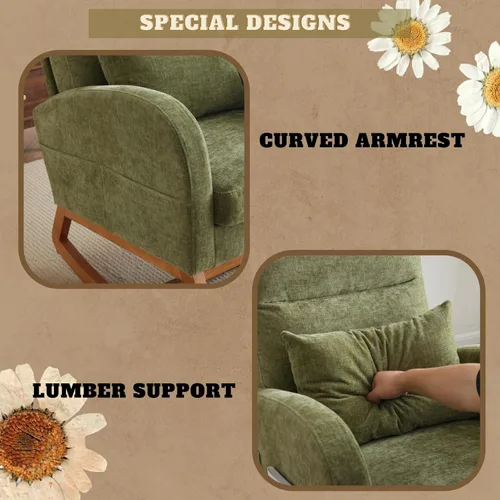 Vista 12 de VINGLI Teddy - Mecedora de forro polar para asiento bajo, silla tapizada para cuarto de bebé, con bolsillos laterales, sillón decorativo