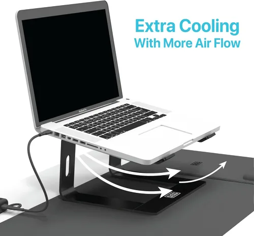 Vista 4 de BLACK+DECKER Soporte ergonómico para laptop para escritorio, soporte ergonómico para computadora portátil, compatible con MacBook Notebook, soporte