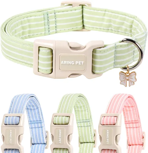 Vista 20 de Aring Pet Collar de algodón, ligero y ajustable, con hebilla de liberación rápida para perros pequeños, medianos y grandes, para cachorros, S