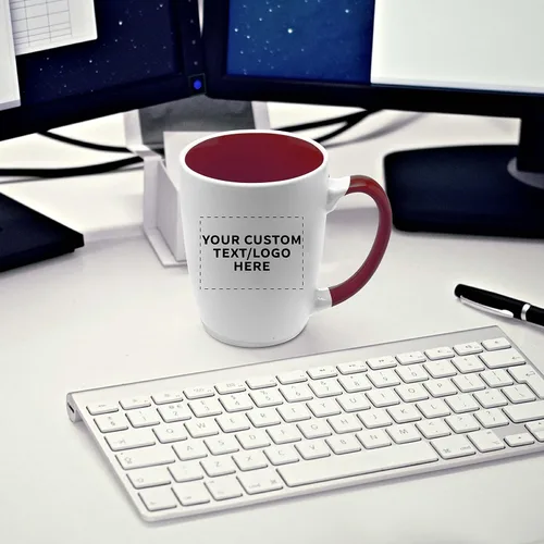 Vista 7 de DISCOUNT PROMOS Tazas de café personalizadas Java de dos tonos, 12 onzas, juego de 10, paquete personalizado a granel, perfectas para café, té