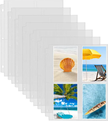 Fabmaker Paquete de 30 fundas de fotos para carpeta de 3 anillas (3.5 x 5, para 240 fotos), protectores de páginas de fotos archivales de 3.5 x 5,