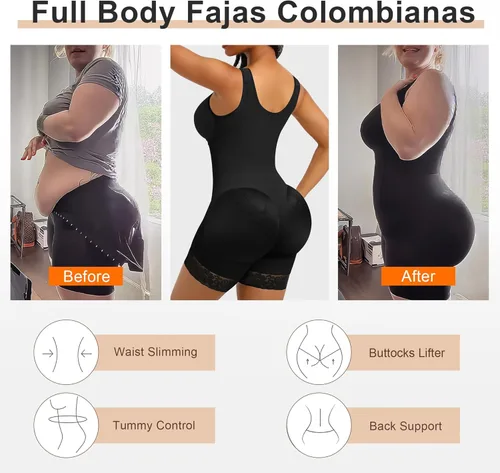 Vista 5 de SHAPERX Fajas colombianas para mujer con control de abdomen, moldeador de cuerpo completo, moldeador de glúteos