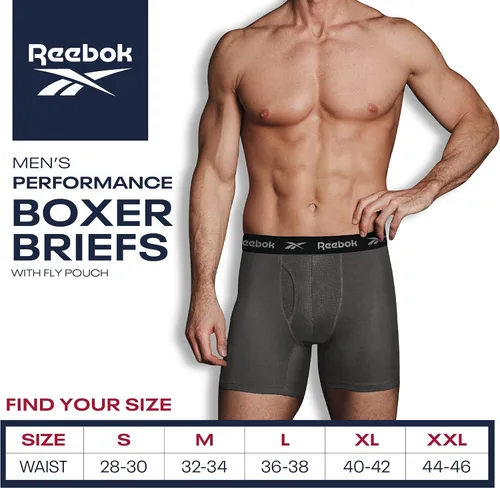 Vista 7 de Reebok Ropa interior para hombre, calzoncillos tipo bóxer de rendimiento con bolsa para moscas (paquete de 4)