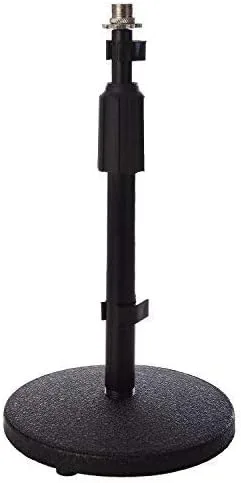 LyxPro Soporte de micrófono de escritorio – Soporte de micrófono de escritorio de 9 a 14 pulgadas de altura ajustable – Base de hierro fundido con