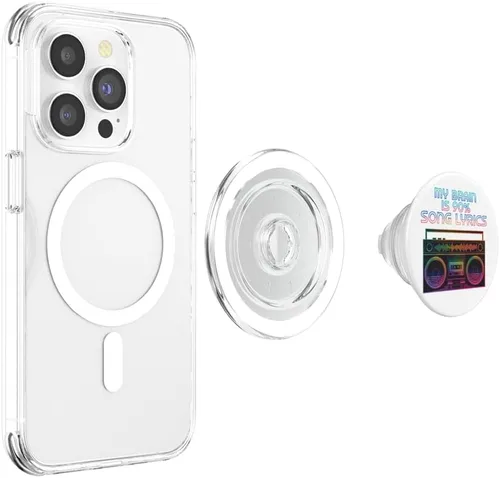 Vista 4 de My Brain is 90% Letra de canción Retro Boombox Funny Music Lover PopSockets MagSafe PopGrip para iPhone
