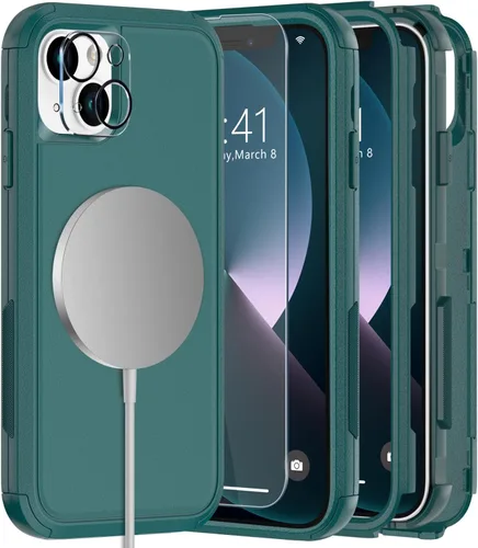 Vista 16 de Diverbox - Funda para iPhone 13 a prueba de golpes, caídas y polvo, funda de protección resistente para iPhone 13 de Apple, color negro