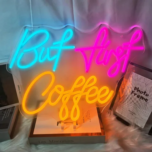 Vista 8 de Letreros de neón de café, letrero LED de neonCoffee, regulable, alimentado por USB, decoración de pared para cafetería, cafetería, cafetería