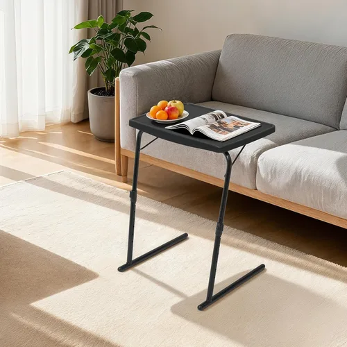 Vista 37 de Magshion Bandeja de TV inclinable ajustable de 22 pulgadas, mesa para cena en cama o sofá, cómoda mesa negra plegable con 3 ajustes de ángulo