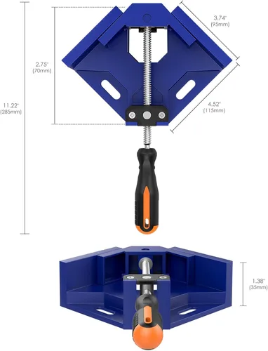 Vista 7 de Abrazadera de Ángulo Recto, Abrazadera de Esquina de una Sola Manija Housolution 90° de Aleación de Aluminio, Herramienta de Abrazadera de Clip