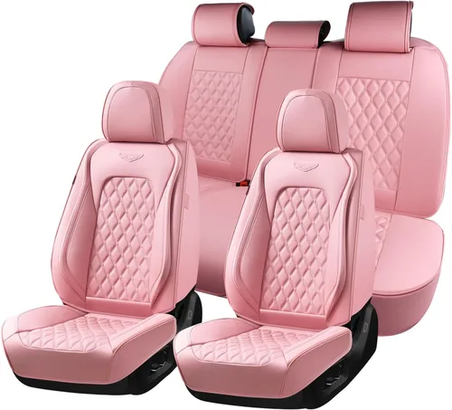 Vista 53 de Coverado Fundas de asiento de cuero para automóvil, fundas impermeables para asiento delantero de automóvil con soporte lumbar, ajuste universal