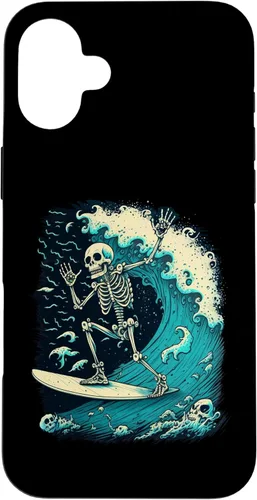 Vista 23 de Funda para iPhone 11 Pro con diseño de esqueleto de surf para colgar diez impresionantes calaveras onduladas