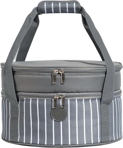 Bolsa de transporte aislada Fun Elements para comida caliente o fría, porta tartas de 12.5 pulgadas con tapa y asa, contenedor de alimentos redondo