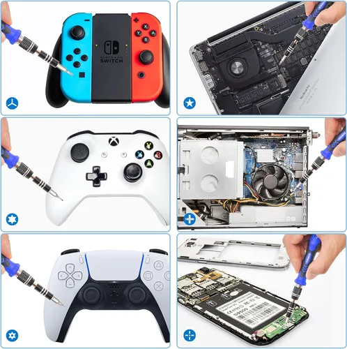 Vista 5 de STREBITO Juego de destornilladores magnéticos de precisión de 124 piezas con 101 bits, para computadora, laptop, teléfono celular, PC, MacBook