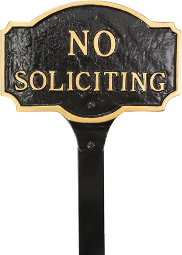 Vista 8 de Montague Metal Products - Placa de metal fundido con texto en inglés "No Soliciting Montague" - Placa de exhibición de pared o césped - Señal
