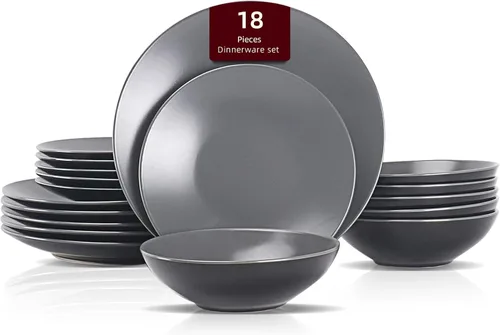 Vista 22 de Colors Life juego de vajilla, exterior negro brillante con interior de color mate