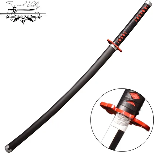 Vista 2 de Sword Valley Demon Slayer - Espadas de anime para cosplay hecha a mano espada samurái hoja de acero al carbono real divertida versión exquisita