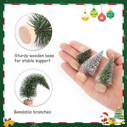 Vista 3 de FUTUREPLUSX 32 piezas de mini árboles de Navidad y miniaturas de resina, árboles de Navidad de sisal con nieve y miniaturas de pincel de botella