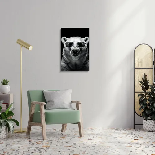 Vista 3 de Beyond Your Thoughts Lienzo impreso para pared, oso polar con gafas de sol, decoración del hogar para cocina, comedor, sala de estar, baño