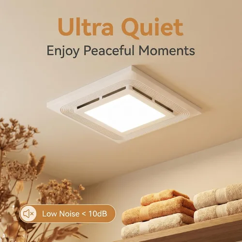 Vista 3 de Ventilador de escape silencioso de baño de 120 CFM con luz LED Blanco
