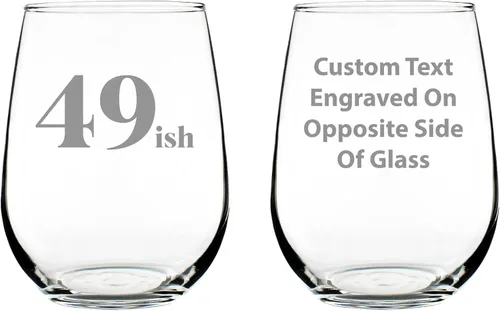 Custom 49ish - Funny 50th Birthday Wine Glass for Women Turning 50 - Large 17 Oz - Bday Party Decorations - Customized Wine Glass Gift