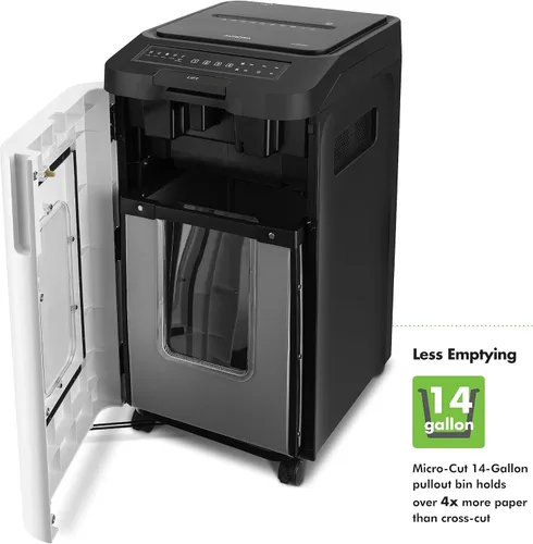 Vista 7 de Aurora Trituradora de papel microcortada de alta seguridad de alimentación automática de 400 hojas de grado comercial/240 minutos/nivel de seguridad