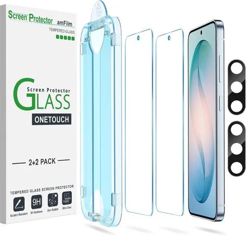 Vista 22 de amFilm OneTouch - Protector de pantalla para Samsung Galaxy S22 5G de 6.1 pulgadas, dureza 9H con protector de lente de cámara, más fácil