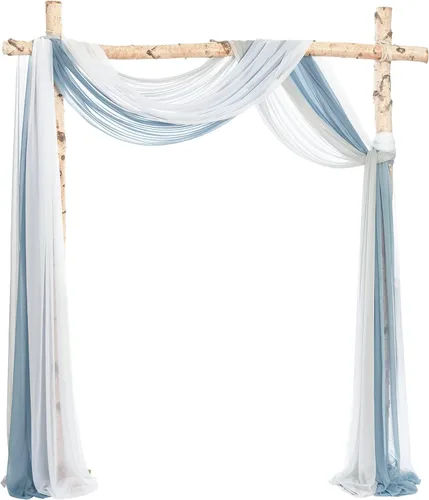 Ling's moment 3 paneles de 20 pies de tela para cubrir arco de boda (azul y gris frío + blanco)