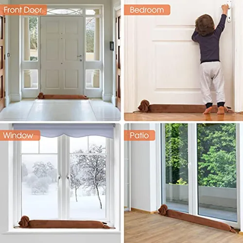 Vista 4 de YOOGO Tope de corrientes de aire para puerta, tope de puerta de 36 pulgadas para parte inferior de la puerta, tope de corriente de aire pesado