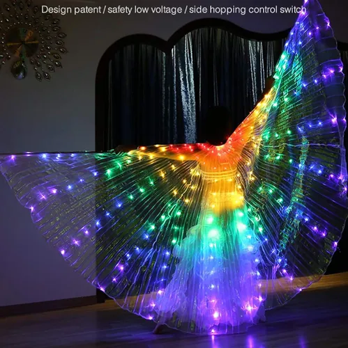 Vista 3 de W WINTMING Disfraz de Navidad para mujer con luces LED para danza del vientre capa brillante para adultos